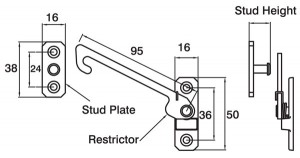 Concealed Long Arm Restrictors Dimensions