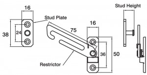 Concealed Short Arm Restrictor Dimensions